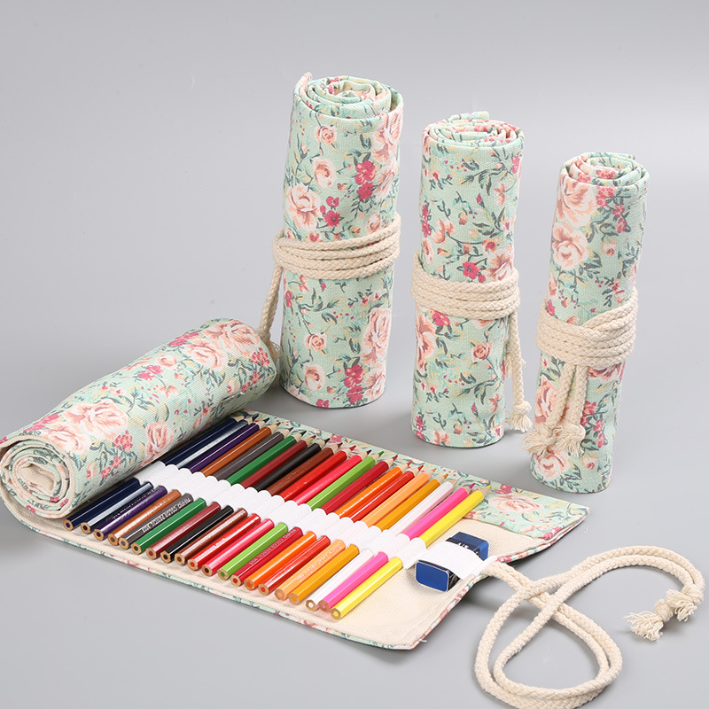 Stationery Supplier - 12/24/36/48/72 홀 꽃 캔버스 롤업 연필