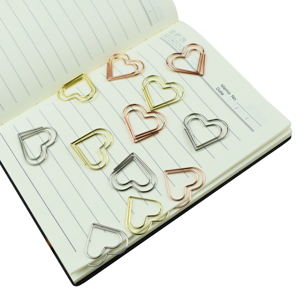 Binder Clip Assorted - 12피스 세트 하트 종이 클립 사랑스러운