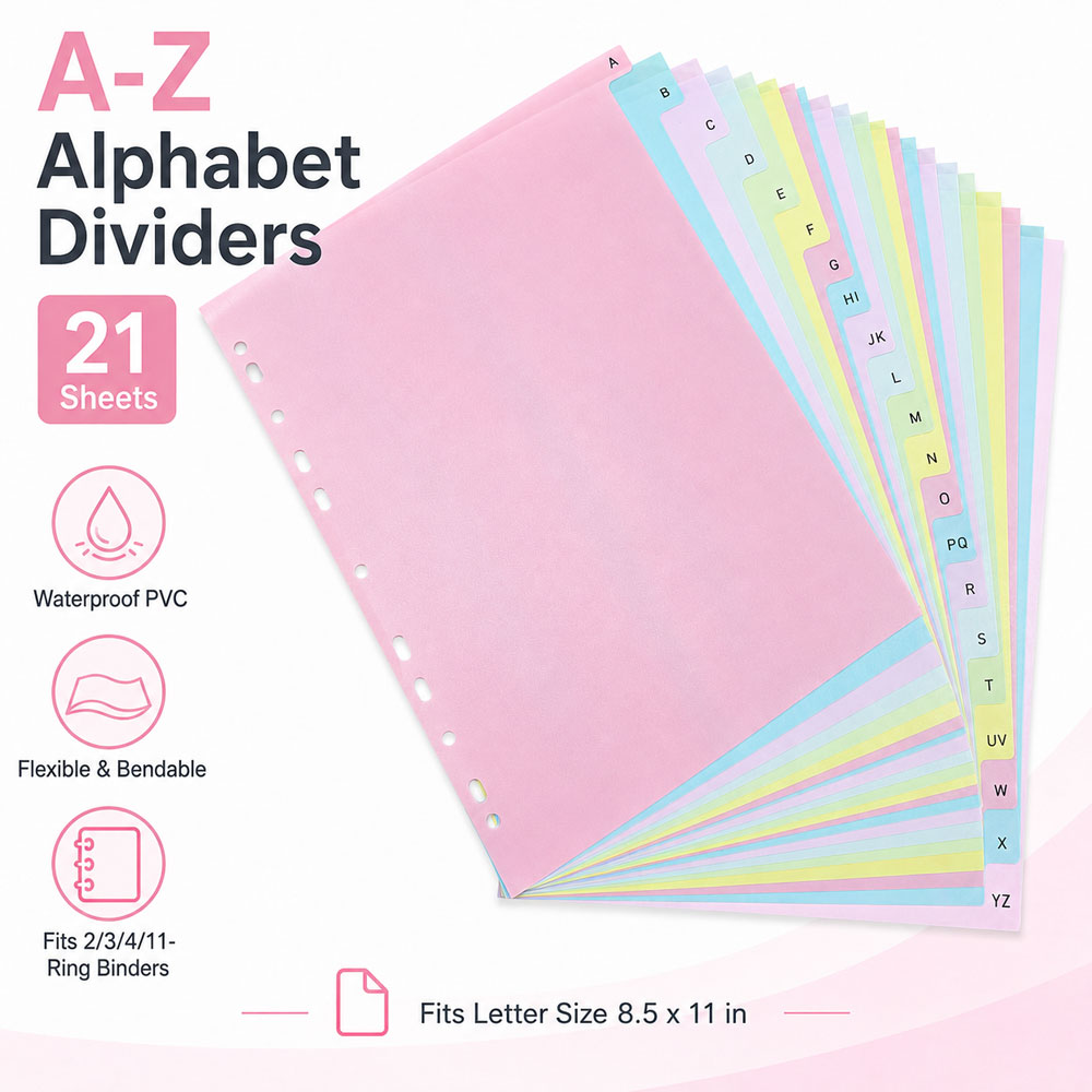 Index Tab Divider - 21매 A-Z 알파벳 바인더 디바이더, 방수