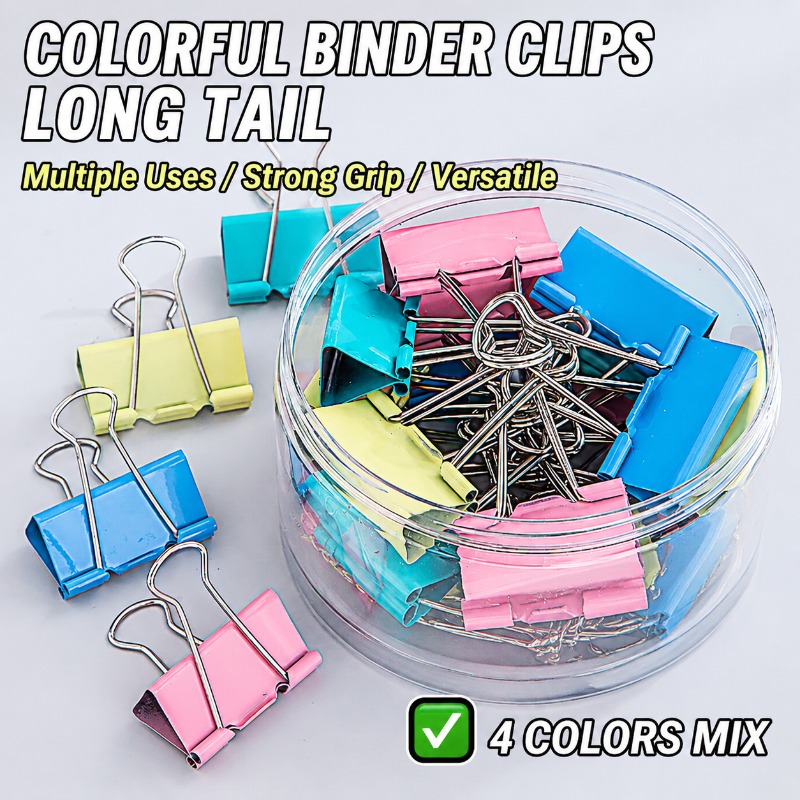 40개/세트 긴 다채로운 금속 바인더 클립, 다양한 크 - Binder Clip Assorted 리뷰 및 가격