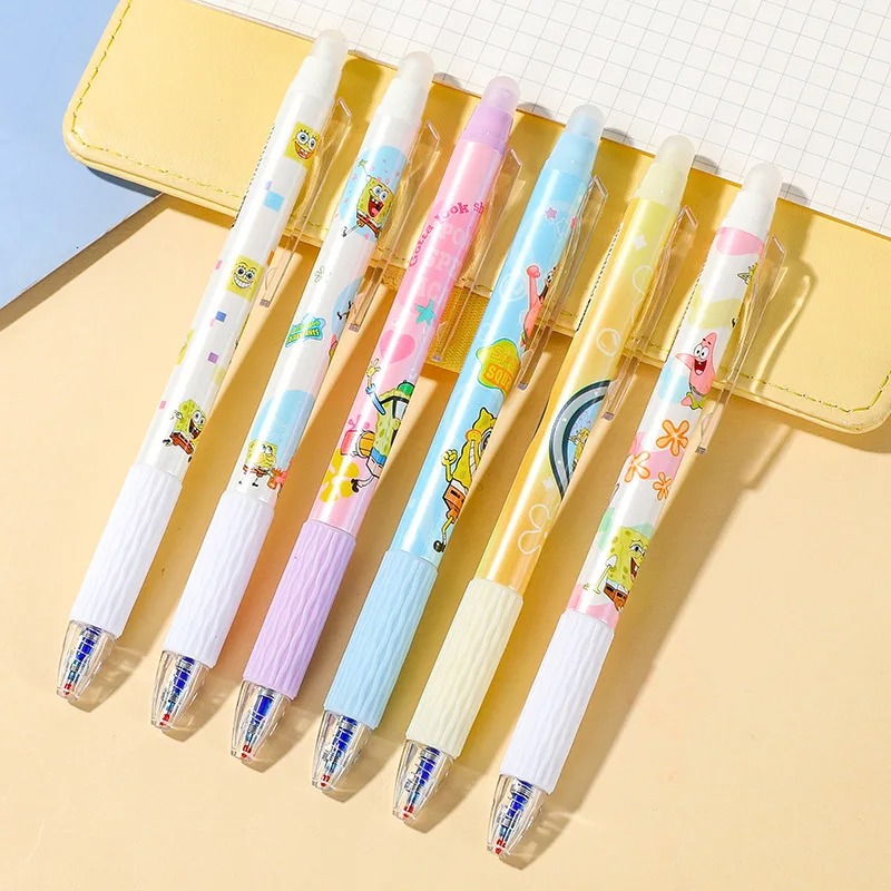 6 개/대 스폰지밥 카와이 지울 수있는 펜 0.5mm  - Gel Ink Pen Set 리뷰 및 가격