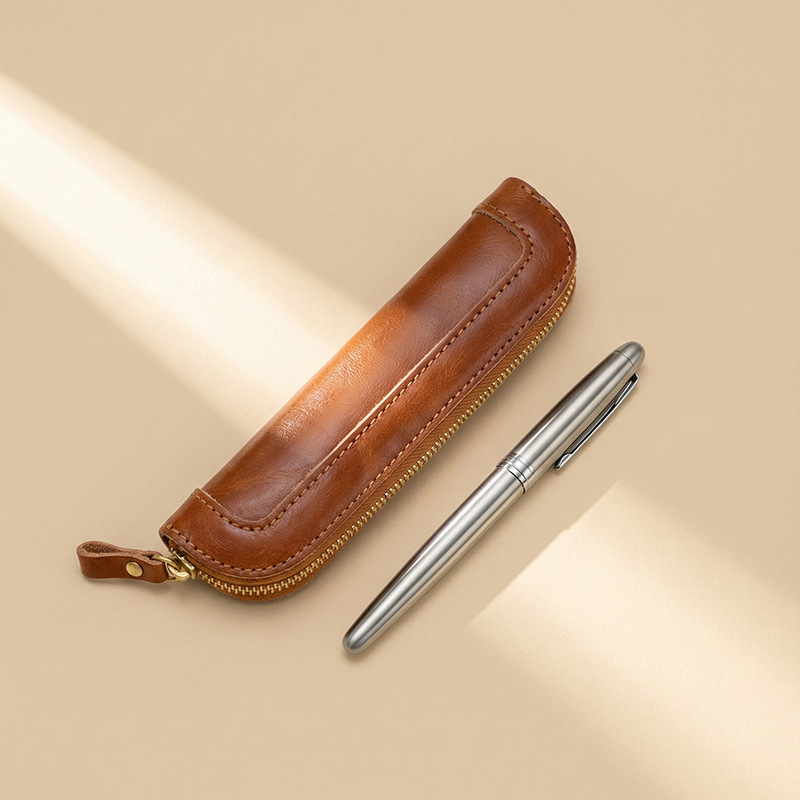 빈티지 베지터블 태닝 가죽 펜 케이스, 미니 지퍼 연필 - Tan Stationery & Office Supply 리뷰 및 가격