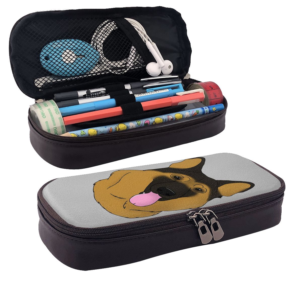 독일 셰퍼드 도그 - 검정색과 황갈색 가죽 필통 연필  - Tan Stationery & Office Supply 리뷰 및 가격
