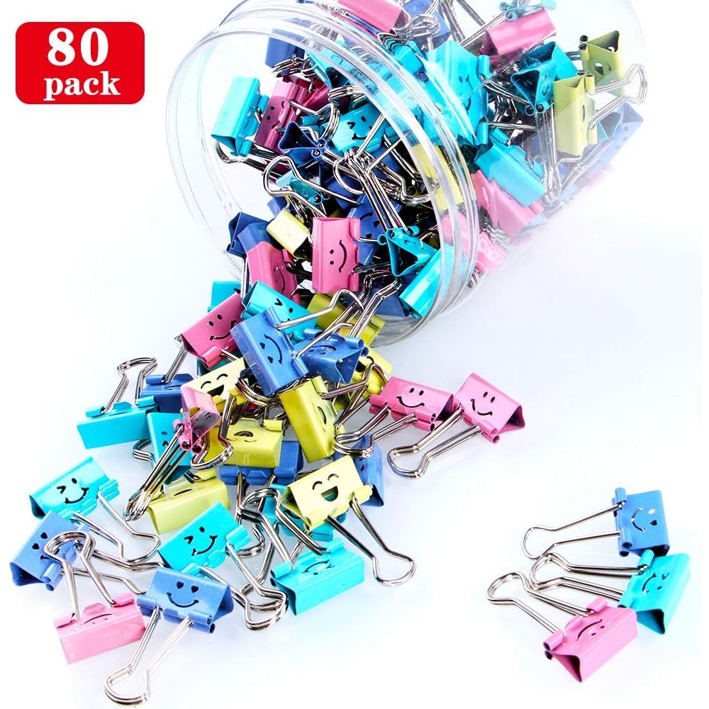 80개입 다양한 종류의 바인더 클립, 귀여운 웃는 얼굴 - Binder Clip Assorted 리뷰 및 가격