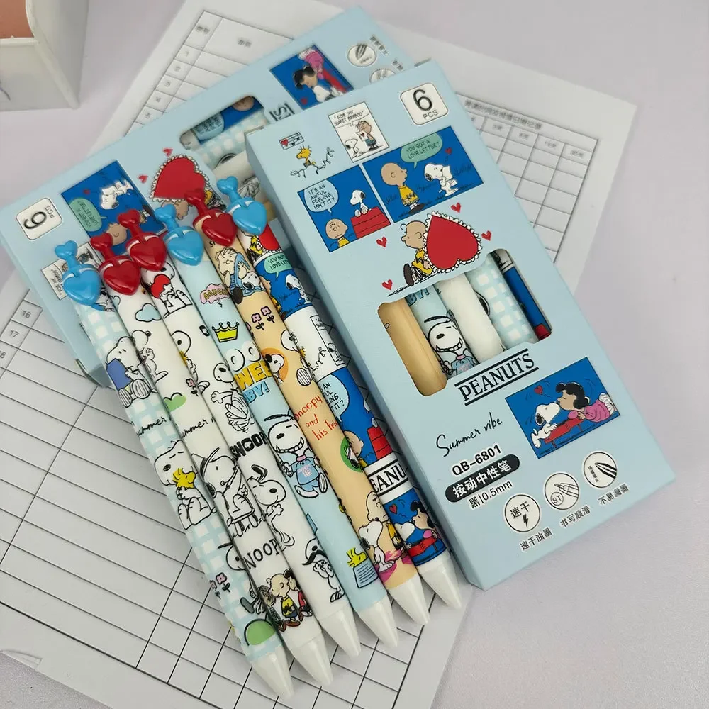 6 Pcs 스누피 젤 펜 세트 0.5mm 빠른 건조 검 - Gel Ink Pen Set 리뷰 및 가격
