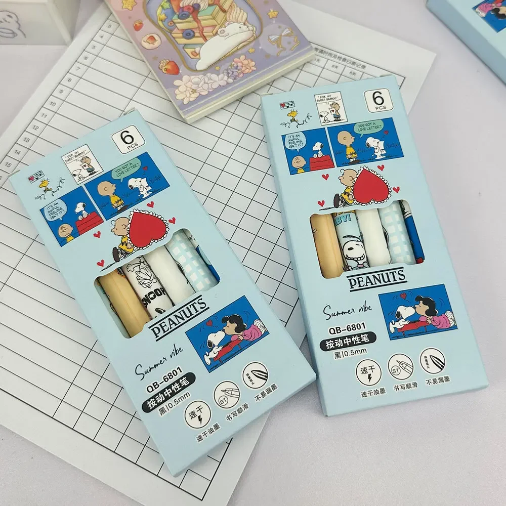 6 Pcs 스누피 젤 펜 세트 0.5mm 빠른 건조 검 - Gel Ink Pen Set 리뷰 및 가격